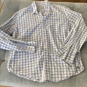 J Crew Cotton Woven Blue Checkered Shirt L